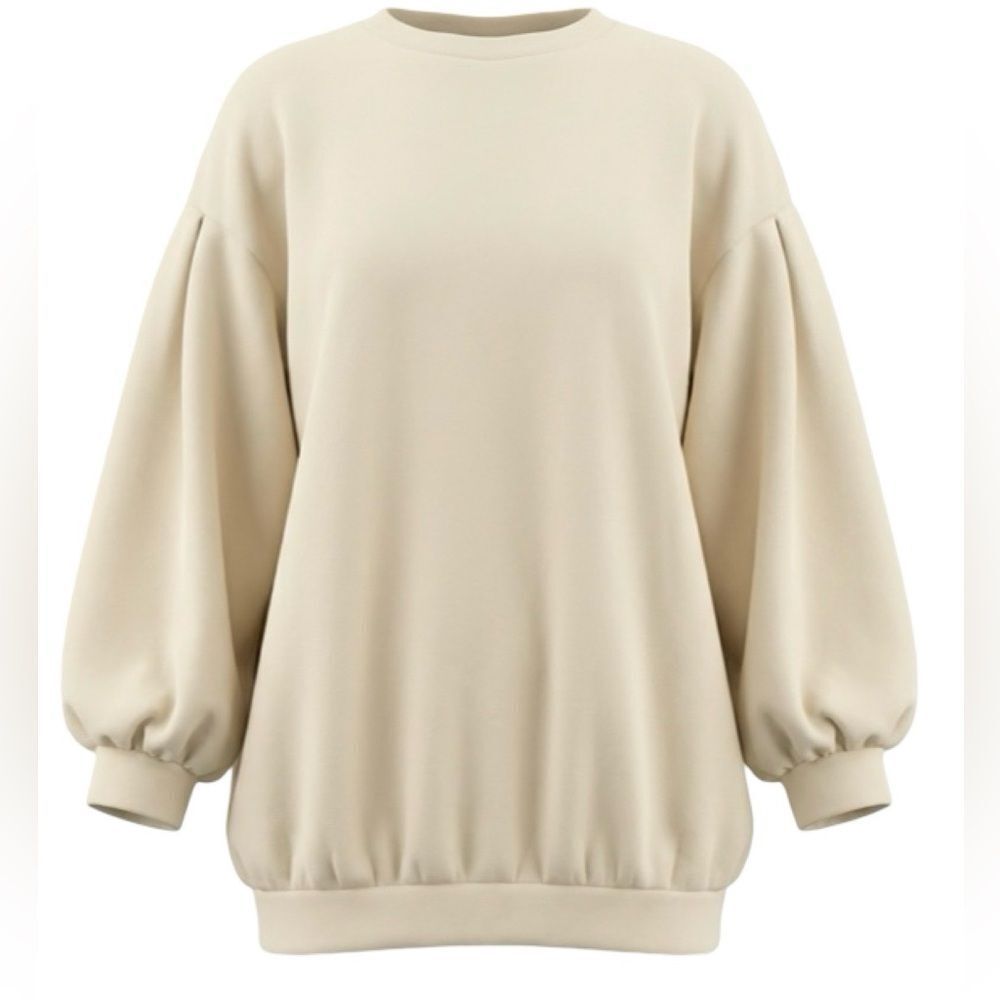 PRINCESS POLLY Cream Oversized Balloon Sleeve Sweatshirt Size 4
